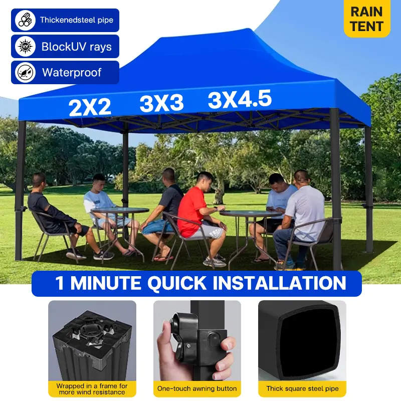 （Z）Waterproof tent 2x2 3x3 3x4.5 parasol Waterproof Retractable Tent Complete Set Black Post,canopy for outdoor canopy sa kalsada wind and rainproof retractable  tent outdoor tent tents suv tent,3x3 tent for cemetery big  tent 30 person beach  resort