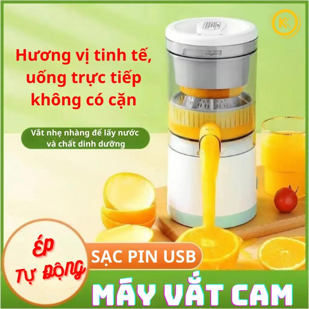 Máy Vắt Ép Cam Tự Động Cầm Tay Mini Không Dây – Ép Hoa Quả Trái Cây Đa Năng, Sạc USB, Dùng Mọi Nơi