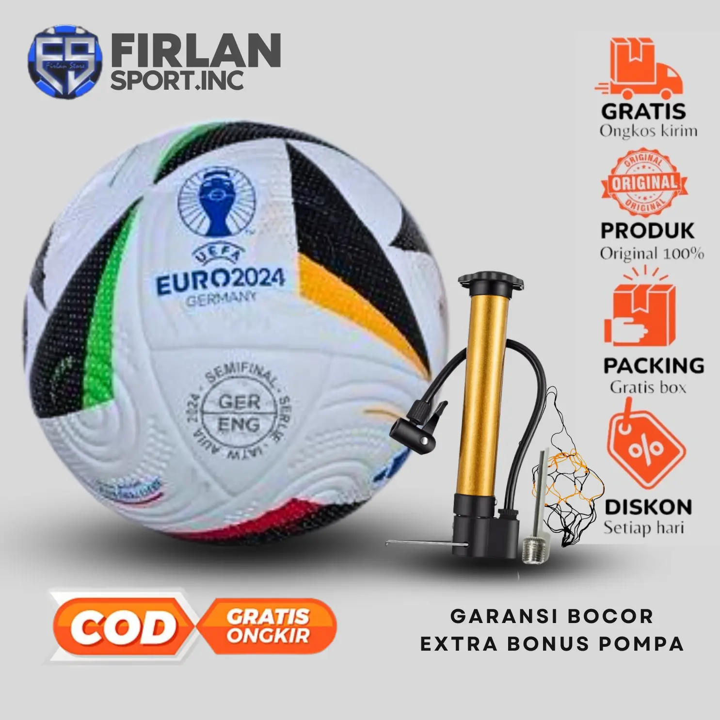BOLA SEPAK SIZE 5 EURo 2o24 GERMANy GO IMPORT satu paket ( COD )