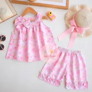 Baju Anak Perempuan - Setelan Anak Perempuan Bilky Motif Bunga Terlaris / Fashion Oneset Anak Perempuan Atasan dan Celana Pendek Santai Terbaru
