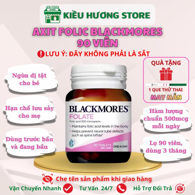 Bổ sung axit folic (acid folic) - Blackmores folate 90 Viên - Cho mẹ trước khi mang thai và mẹ bầu