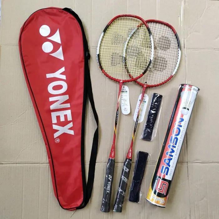 Raket badminton paket lengkap isi 2 RAKET 2 GRIP 1 TAS 1 SLOP KOK Raket bulutangkis 0