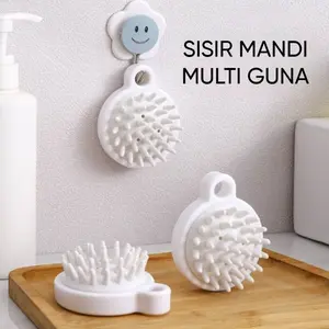 Sisir Bulat Silikon Sikat Keramas Pembersih Kulit Kepala Rambut Pijat