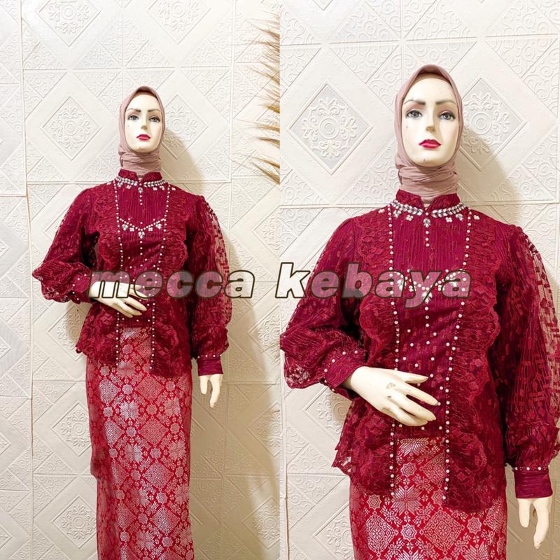 Kebaya Kutubaru Tille Bordir Premium Part 1 | Kebaya Kutubaru Payet Tangan Balon| Kebaya Modern Wisuda Dress Kerah Baju Kondangan Pesta Wanita Setelan Atasan Motif Tunik 3