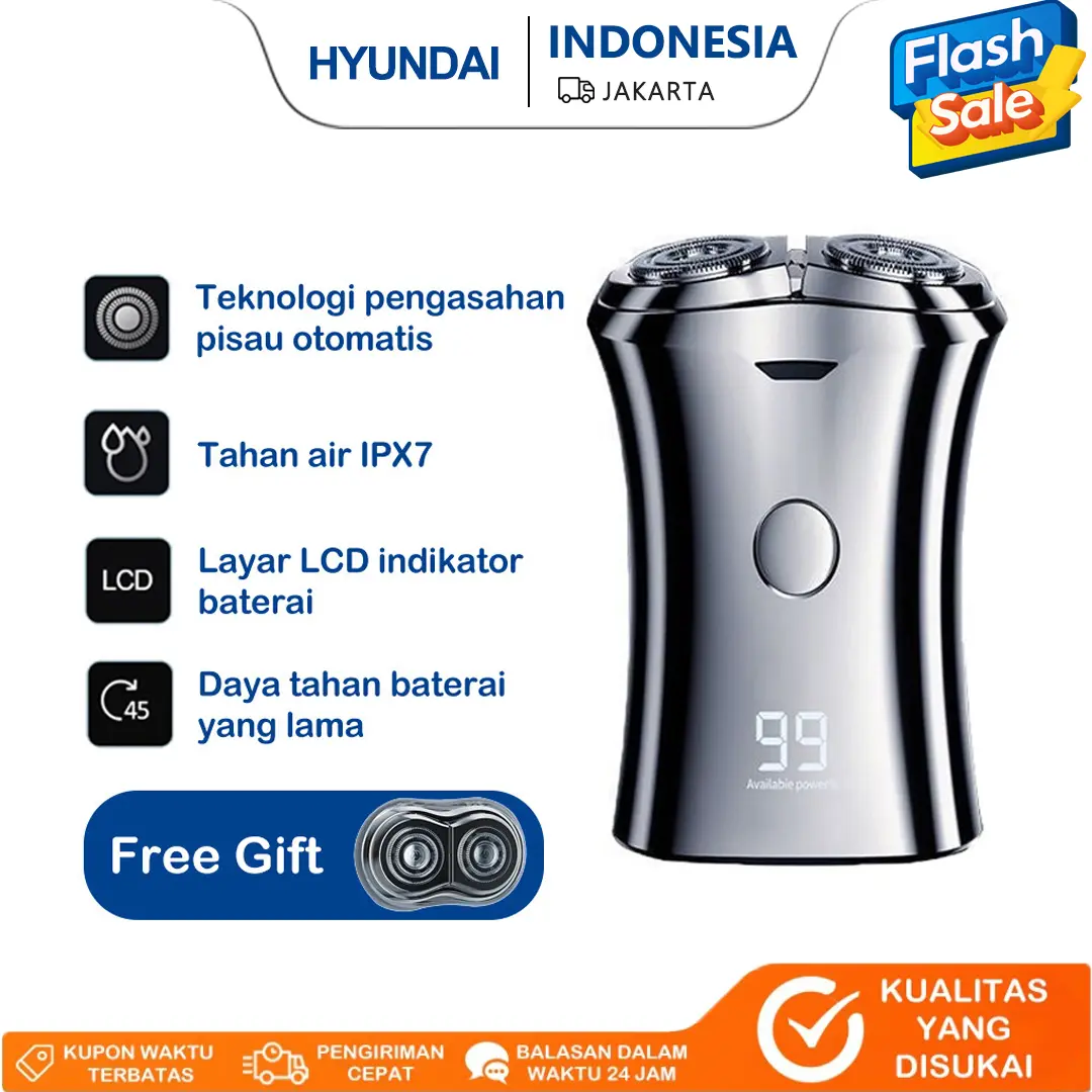 Hyundai Shaver Mini Portabel | Cukur Kumis & Jenggot IPX7 Tahan Air | Garansi + Gratis Ongkir