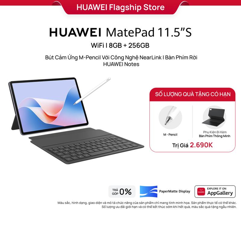 Máy Tính Bảng | HUAWEI MatePad 11.5"S | Bút Cảm Ứng M-Pencil Với Công Nghệ NearLink2 | Bàn Phím Rời | HUAWEI Notes Phụ Kiện
