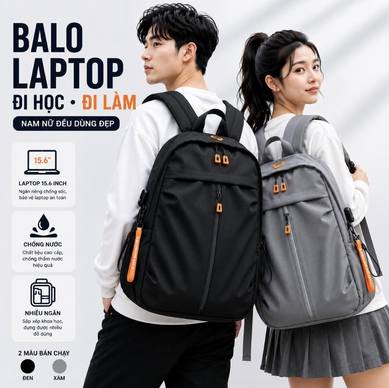 Balo Laptop Nam Nữ Đi Học Chống Nước Đựng Laptop 15.6 Inch Cho Sinh Viên Đi Làm…