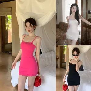 Renda Gaun,Seksi Hitam Gaun Bodycon,gaun slip Modis Nyaman dan bernapas