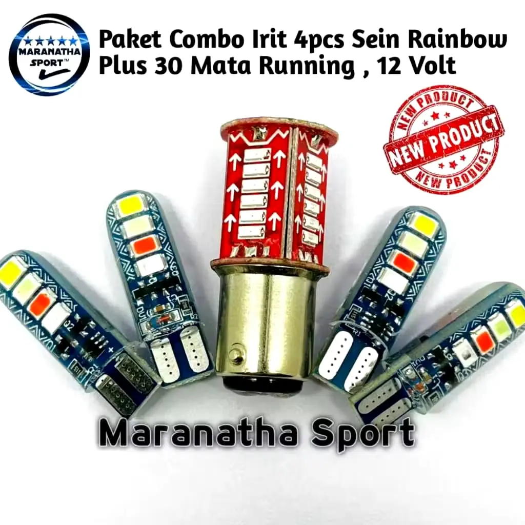 Paket Lampu Stop Rem 30 Mata LED & Lampu Sein Sen Depan Belakang Jelly RGBW 4 Warna Running Flash DC 12 Volt Universal