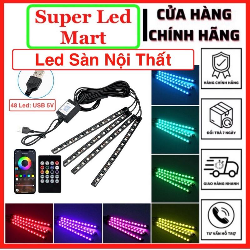  ĐÈN LED GẦM GHẾ Ô TÔ - 4 Thanh 72 Led - 8 MÀU - ĐIỀU KHIỂN TỪ XA Tẩu USB - nháy theo nhạc 