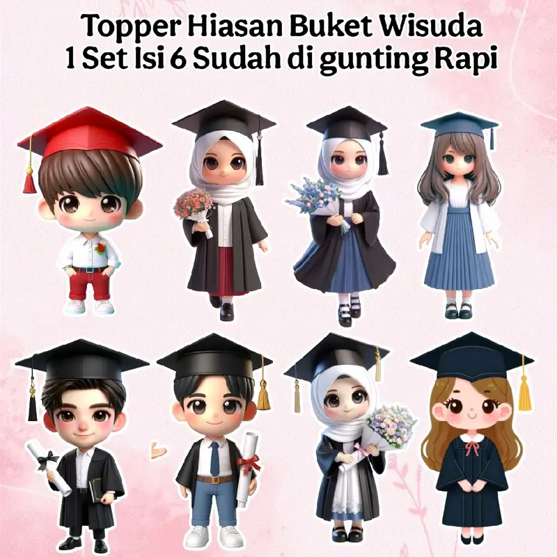 Topper Wisuda untuk buket isi 6 0