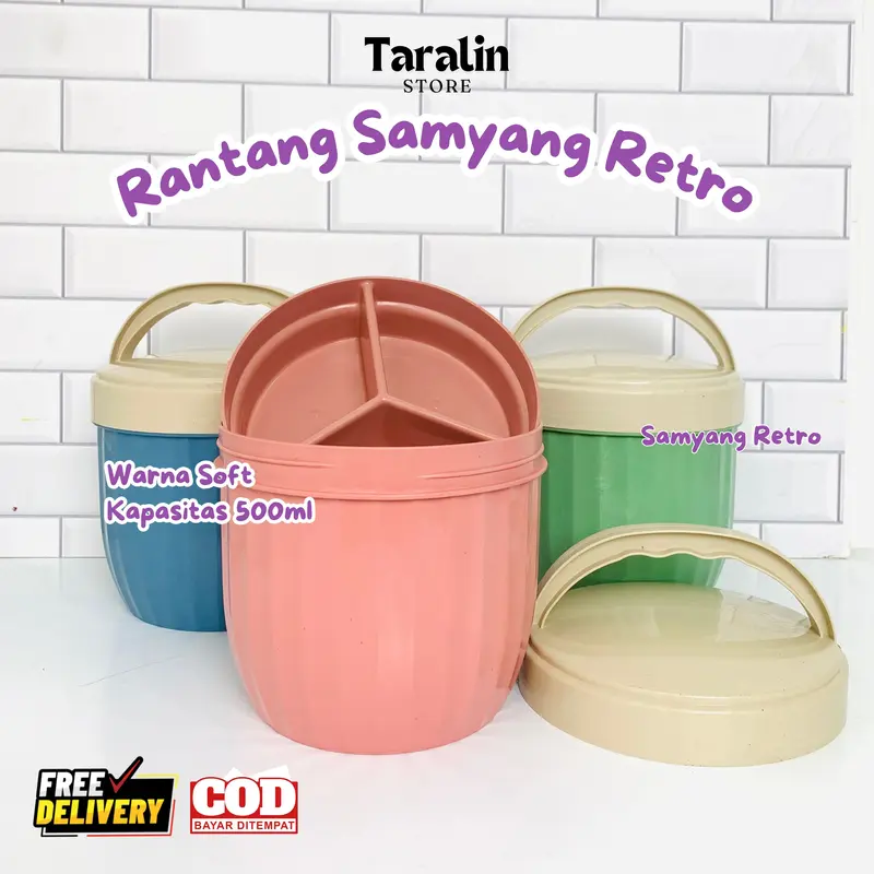 SUSAN - (6pcs) Rantang Samyang Retro - Rantang Tunggal Rantang Makan Kitchenware rantang  plastik 3