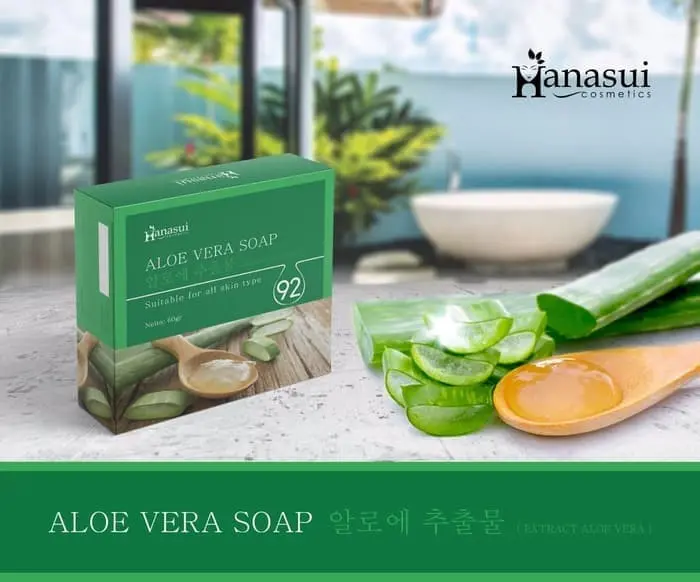 Hanasui Bamboo Charcoal & sloe vera Soap with Scrub BPOM Sabun Hanasui 7