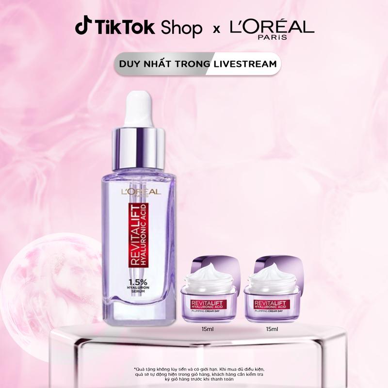 Bộ Serum và 2 kem dưỡng siêu cấp ẩm và giảm nếp nhăn Revitalift Pure Hyaluonic Acid 1.5% L'Oreal Paris