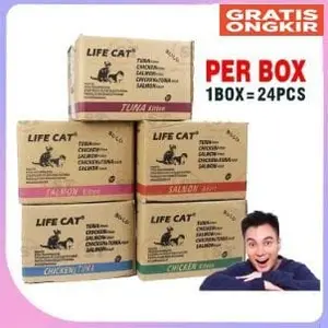 1 DUS isi 24PCS Life Cat 85Gram - Makanan Kucing Wetfood 85Gram Pouch Kaya Vitamin & Mineral Baik Untuk Pencernaan Dan Daya Tahan Tubuh Kucing