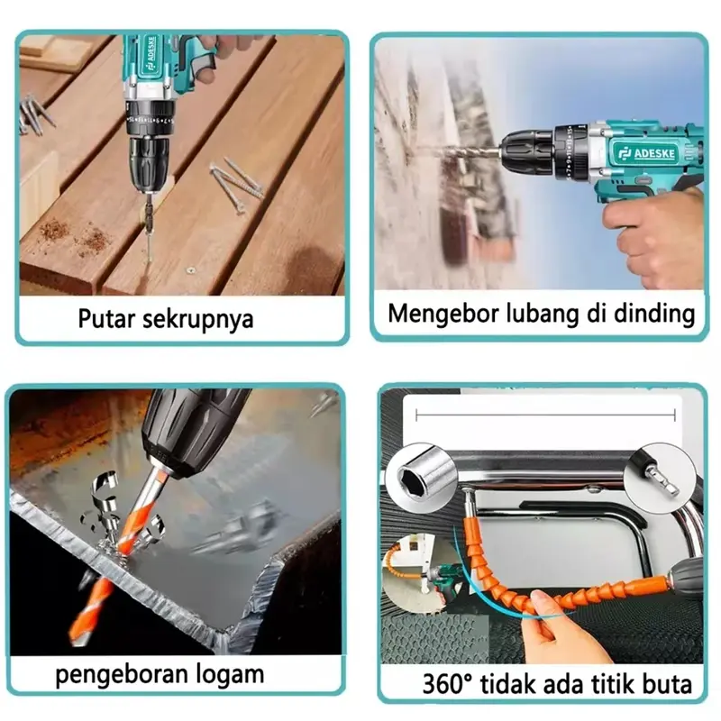 bor listrik profesional Ringan dan Kuat,Bor Listrik 198VF 2 Kecepatan, Efisiensi Berlipat Ganda, Wajib Dimiliki untuk DIY Rumahan 5
