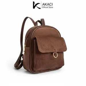 Ransel mini wanita DANIEL Akaci 20-8480 Bahan Corduroy 2 ruang tas wanita lucu kekinian backpack cewek tas fashion terbaru