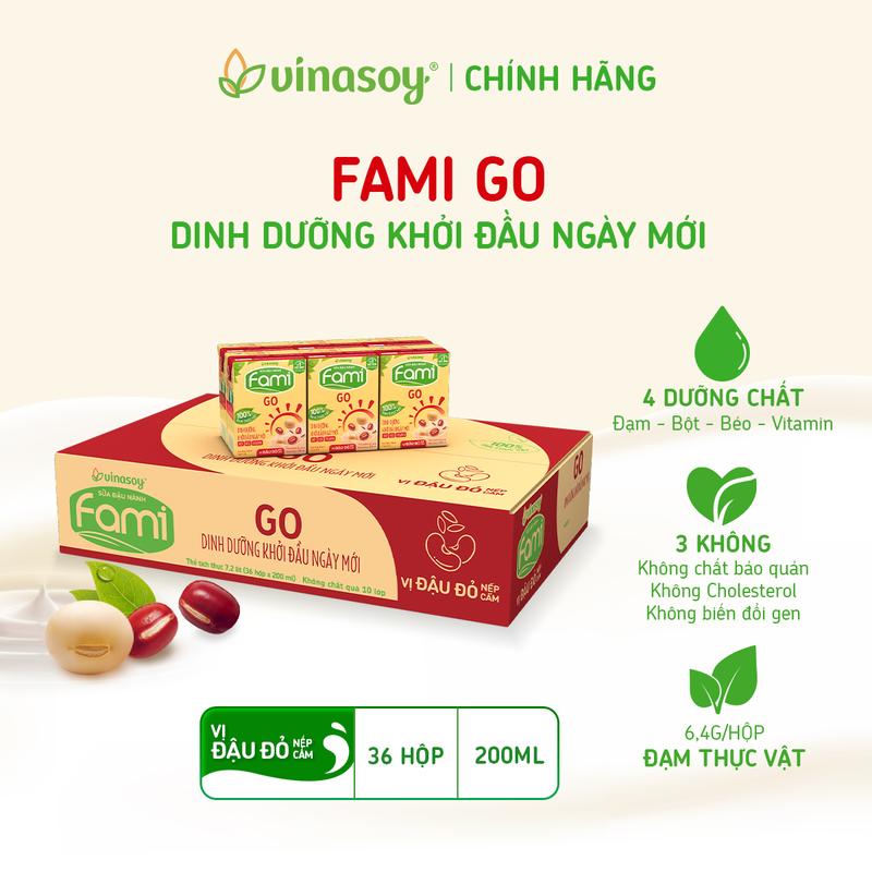 Thùng sữa đậu nành Fami Go Đậu đỏ (36 hộp x 200ml)