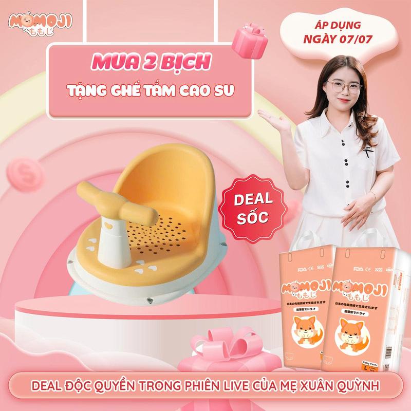 [DEAL SHOCK MXQ] COMBO 2 BỊCH TÃ BỈM DÁN/QUẦN MOMOJI MỎNG MỀM, THẤM HÚT TỐT CHO BÉ - TẶNG GHẾ TẮM CAO SU