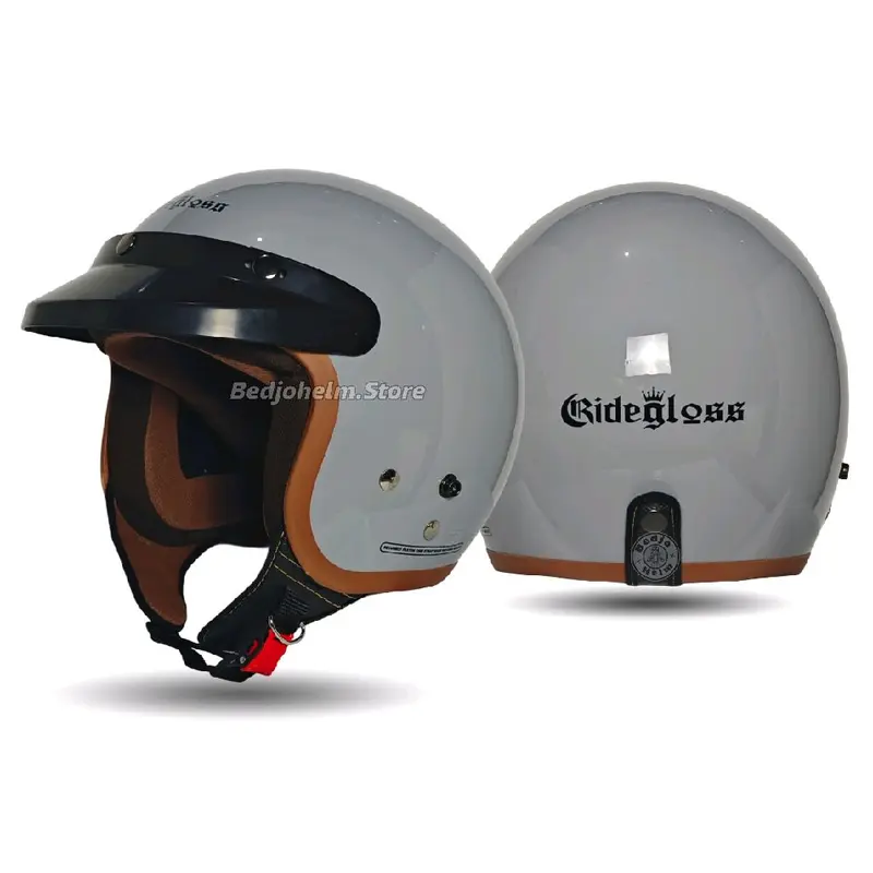 Helm Bogo Dewasa List Coklat Wanita Cewek Full Leher SNI Kaca Cembung Bubble Visor - Motorcycle 5