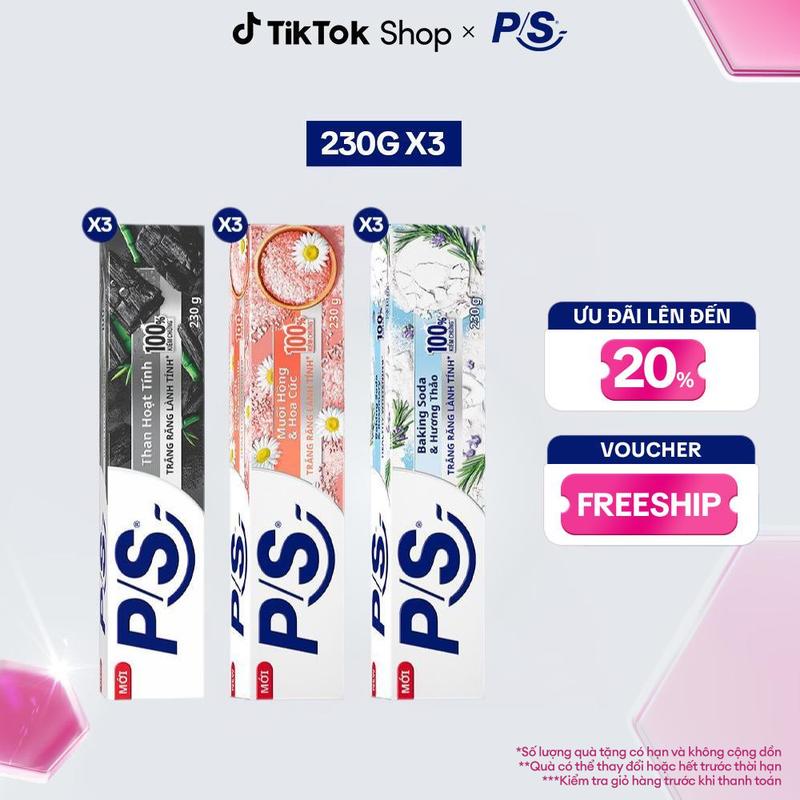 Combo 3 kem đánh P/S Răng Trắng Lành Tính - 100% Kiểm Chứng 230g/hộp
