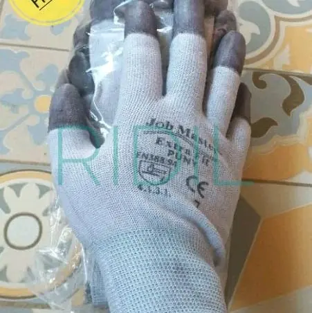 sarung tangan safety 1lusin/12pasang pro master kain nylon jari lapis karet palm fit anti slip