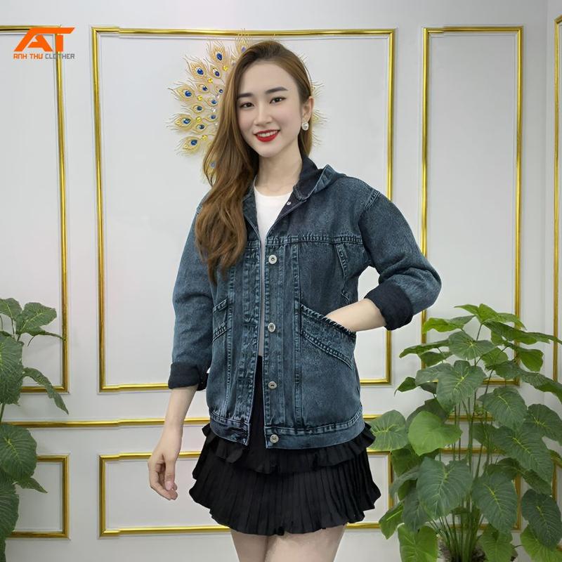  Áo Khoác Nữ Jean UNISEX Nữ Màu Xanh Đen Và Xanh Đậm Áo Khoác Bò Nữ Form Suông K08 