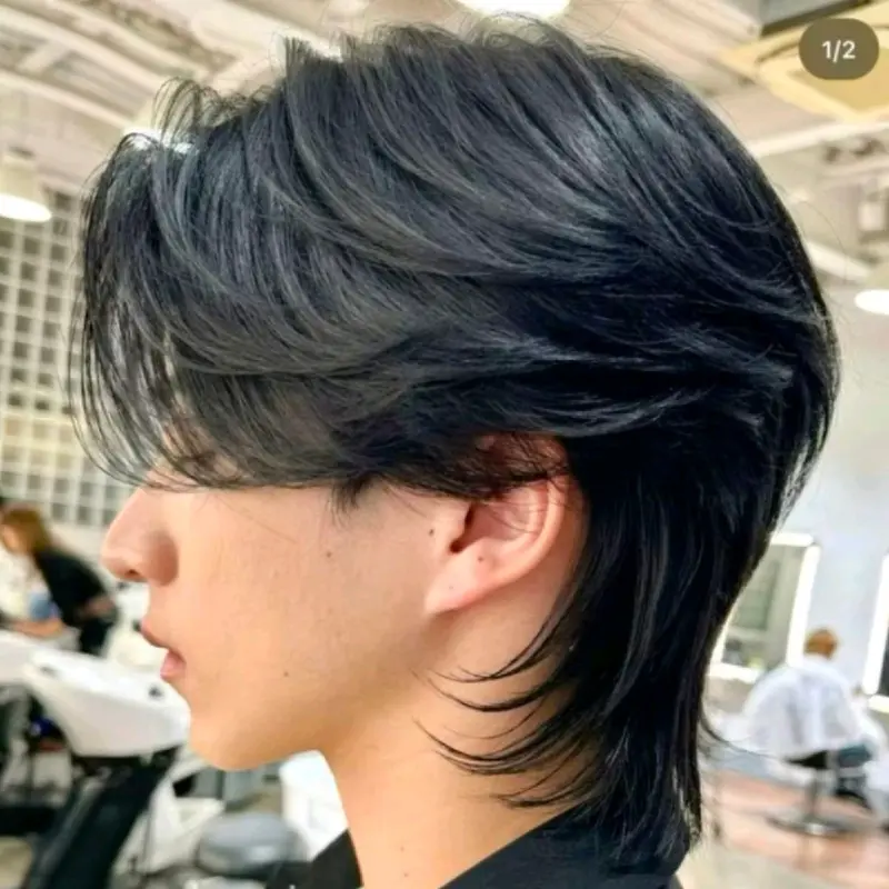 WIG PRIA KOREA MODEL MULLET PENDEK GAYA POTONGAN WOLFCUT 0