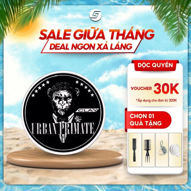 Sáp vuốt tóc Urban Primate Styling Clay - Kiểm soát dầu thừa, dễ dàng tạo kiểu linh hoạt, mùi hương nam tính - Hỗ trợ Dưỡng Tóc - Tặng Lược Bán Nguyệt Chaoba