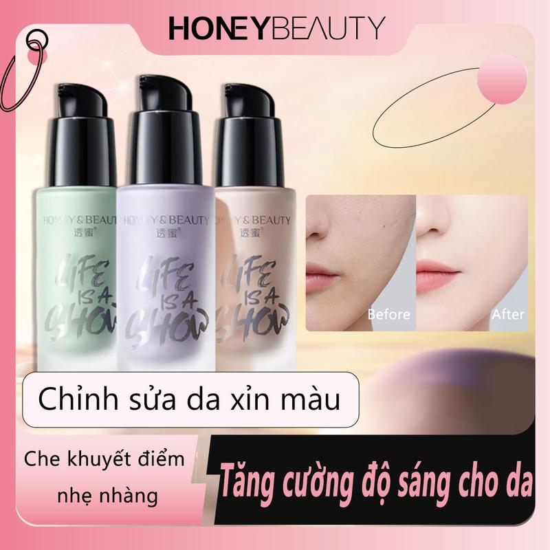 Kem Lót Chống Nắng, Honeybeauty, Kem Nền, Kem Che Khuyết Điểm Mặt, Kem Lót Làm Sáng, Kem Che Khuyết Điểm Dưỡng Ẩm, Làm Sáng Tông Màu Da, 30g kem  lot