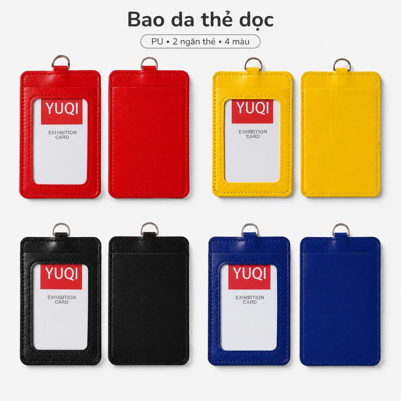 Bao thẻ da simili | Vỏ thẻ nhân viên chống trầy | Thẻ đeo ngực văn phòng | Có thể in màu, dập nổi, thêu logo | Thẻ học sinh – Phụ kiện thẻ bài tiện lợi