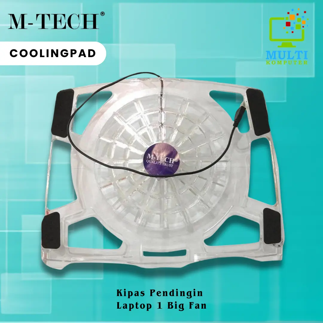 KIPAS PENDINGIN LAPTOP 1 BIG FAN / COOLING PAD 1 KIPAS BESAR M-TECH Biru Plastik