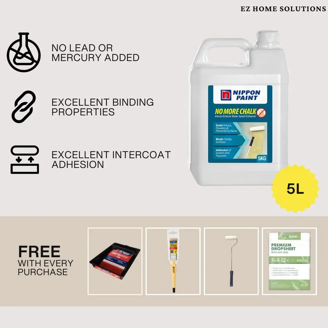 [ FREE PAINTING KIT ] Nippon No More Chalk: Advanced Solution for Eliminating Chalky Residue (5L)
