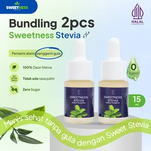 [Dapat 2 Pcs] Sweetness Stevia 15mL - Pemanis Alami Nol Kalori untuk Minuman dan Makanan - HALAL - Stevia Cair Food Sugar - Gula Stevia 0 Kalori sweetener Susu