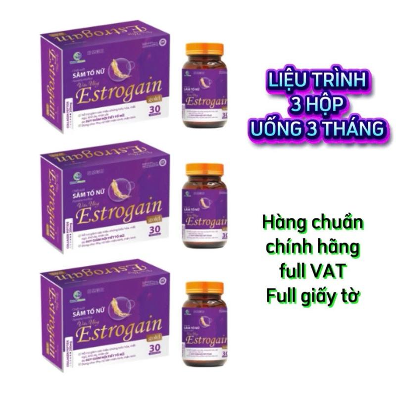 Đủ Liệu trình 3 hộp Viên uống Sâm Tố Nữ Estrogen Gold hộp 30 viên hàng chuẩn chính hãng đầy đủ giấy tờ hỗ trợ chăm sóc sắc đẹp phụ nữ
