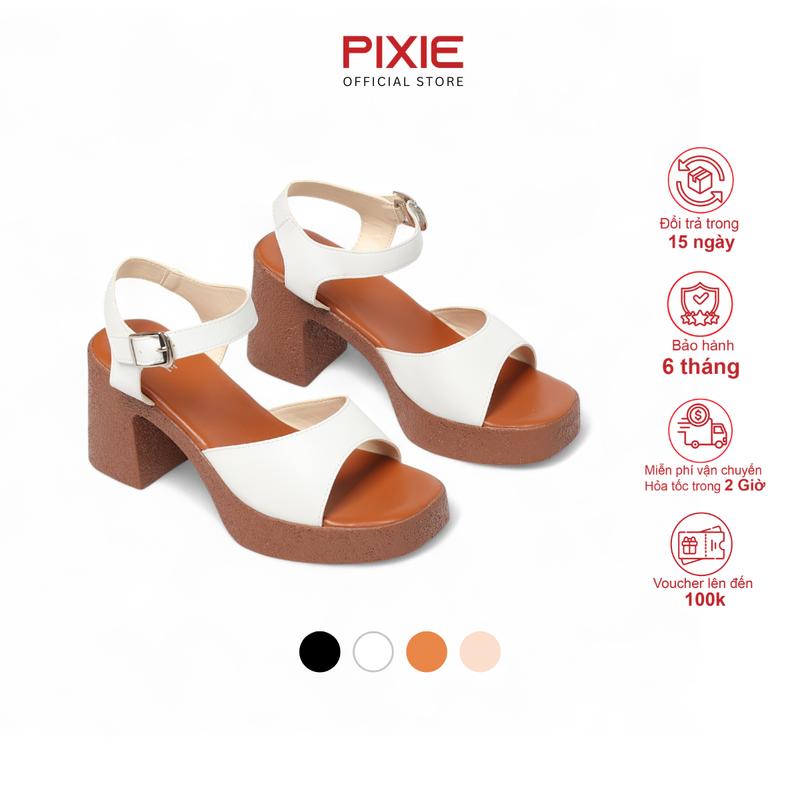  Giày Sandal Nữ Đế Đúp Bánh Mì 7cm Quai Ngang Pixie H131 