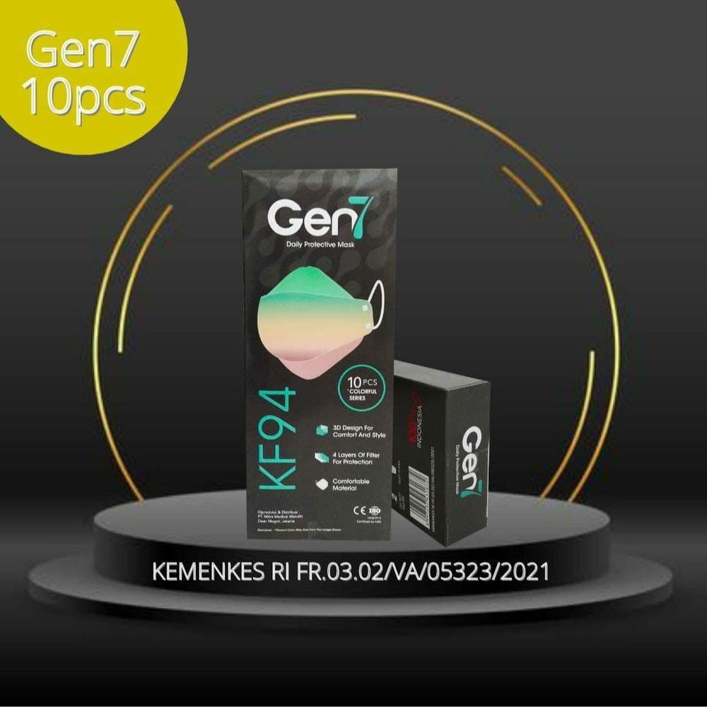 Masker KF94 merk GEN7 4ply Medis 10pcs per Box Warna Gradasi