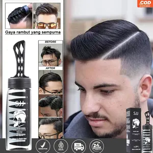 SJJ 2in1 Men's Hair Gel Supreme Hold Styling Minyak Rambut Garansi Asli dengan Gel dan Wax untuk Pelurus Rambut Tanpa Catok Travel Waterbased Super Hold Meluruskan Smoothing Pria Wangi Mens Sisir Pomade Kering Hydrating Lepek Hydrating Mousse Ketombe