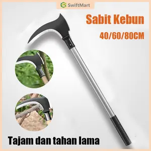 40/60/80/100cm Arit Rumput Baja Super Tajam/Sabit Arit Rumput Baja Asli Sabit Kapak Ganda Alat Pemotong Ranting Pohon Alat Panen Padi Potong Rumput