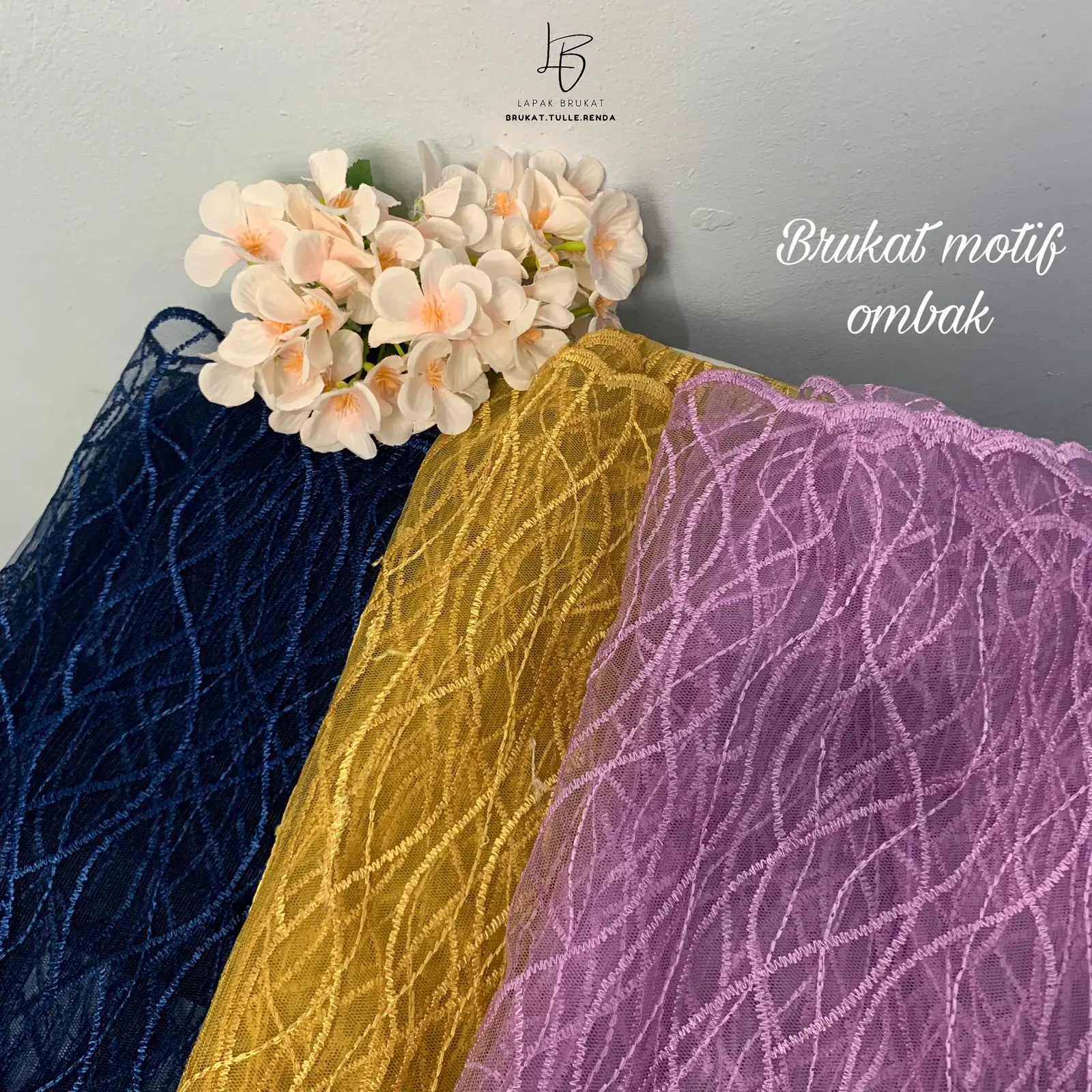 Kain kebaya brukat harga murah 1 M motif Ombak kebaya modern, bridesmaid, kondangan, kebaya wisuda Satin
