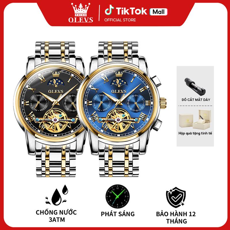 Đồng Hồ Cơ Nam Chính Hãng OLEVS 6617  Phát Sáng Dạ Quang Dây Đeo Tay Thép Không Rỉ Chống Nước Thời Trang Sang Trọng Lịch Lãm Dành Cho Phái Nam Size 41MM