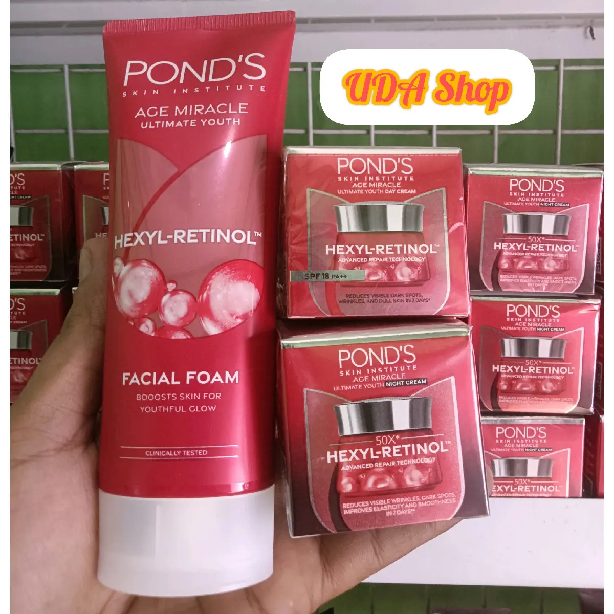 Paket Ponds Age Miracle Night Cream&Day Cream 10G & Facial Foam 100G Kerutan