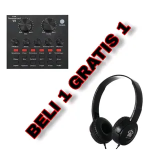 BELI 1 GRATIS 1 SOUNDCARD V8, FREE HEADPHONE HEADSET GAMING J-18 MACARON  EXTRA BASS PAKET LIVE PEMULA,