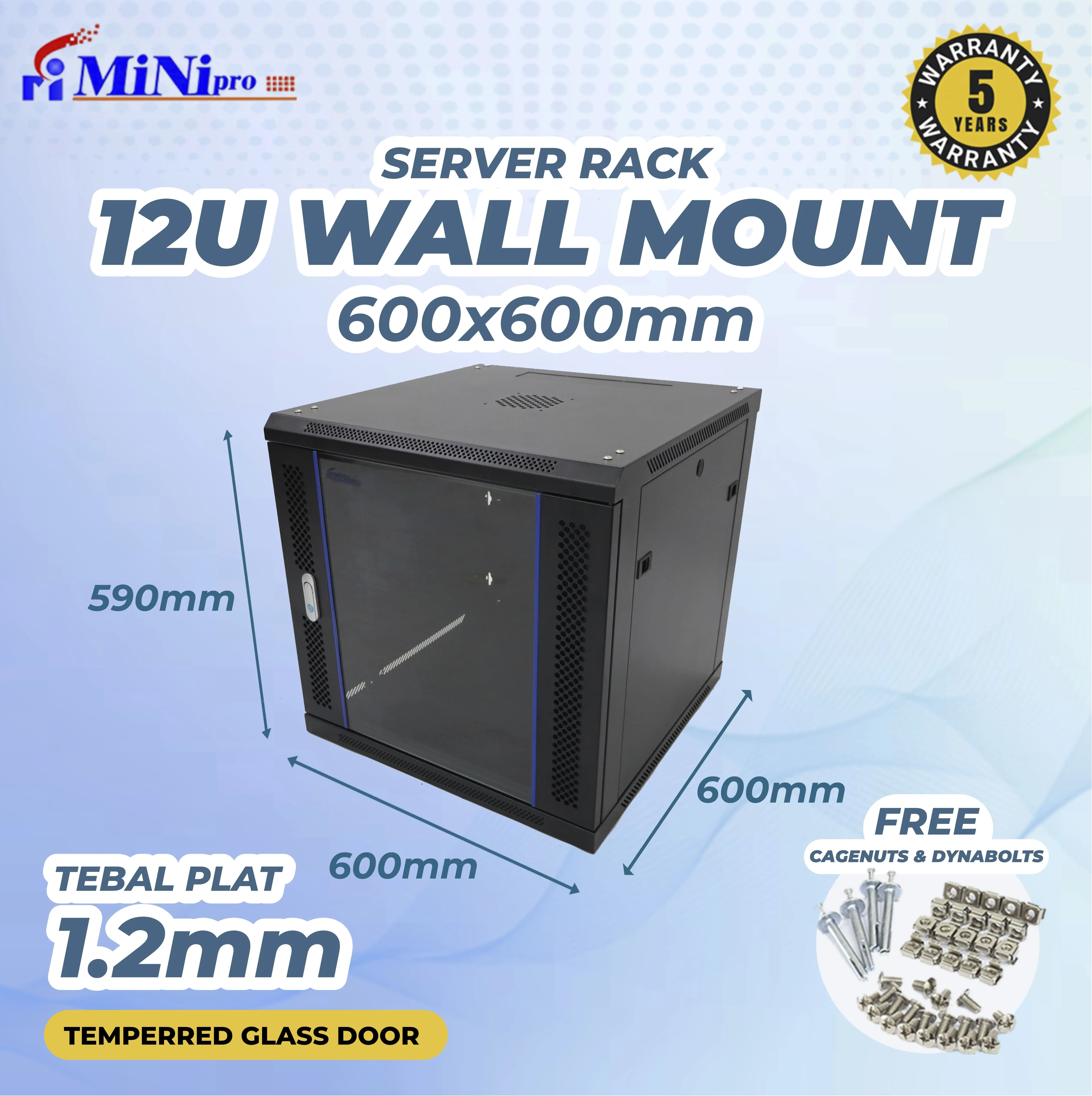Minipro Rack Server 12U 600x600mm Wall Mount Rack