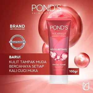 Pond's Age Miracle Ultimate Youth Pembersih Wajah Anti Aging 100gr - Dengan Hexyl Retinol Untuk Kulit Tampak Muda Dan Bercahaya
