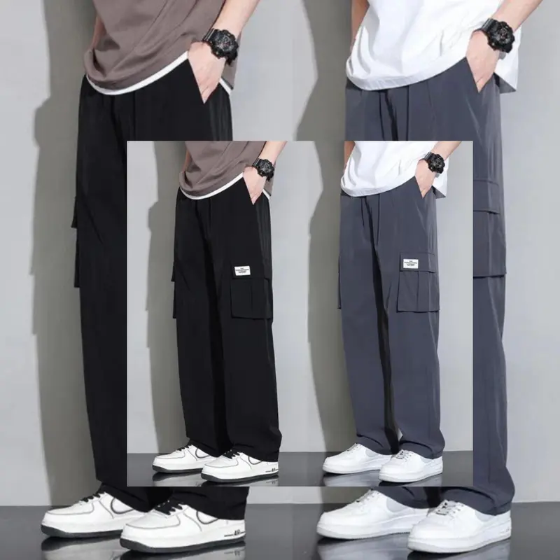 PROMO - CELANA PANJANG CARGO LONGGAR OVERSIZE BAGGY LOOSE PANTS PRIA KOREAN STYLE Hitam 2