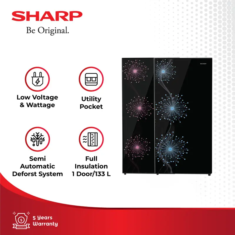 Kulkas SHARP 1 Pintu Shine Dandelion Series 133 Liter SJ-X167MG-DB/DP - Direct Cooling System Freezer 0