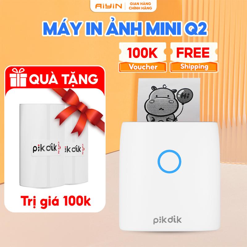  Máy in nhiệt mini cầm tay bluetooth Q2 PikDik in ảnh nhãn dán thời khoá biểu hoá đơn bán hàng ghi chú. mayinanh  mini 