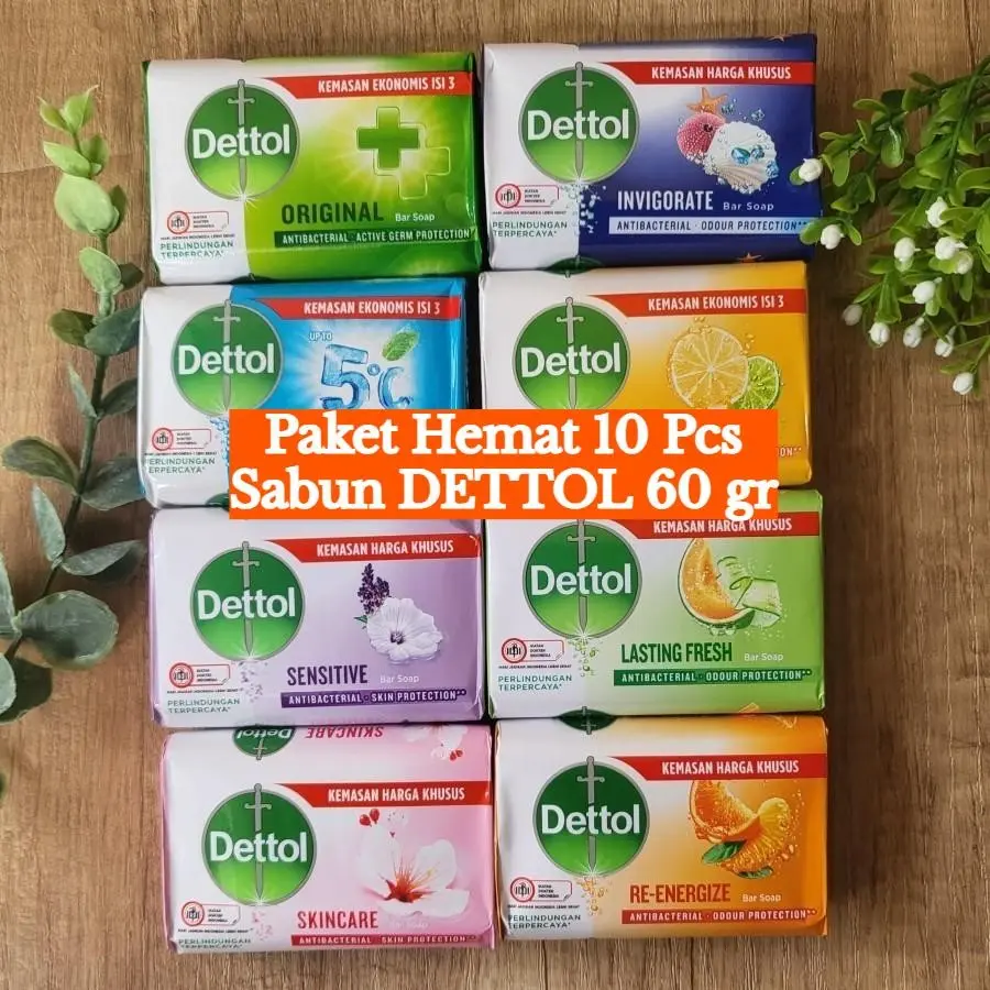 Promo 10 PCS DETTOL sabun mandi anti septik mix warna 60gr