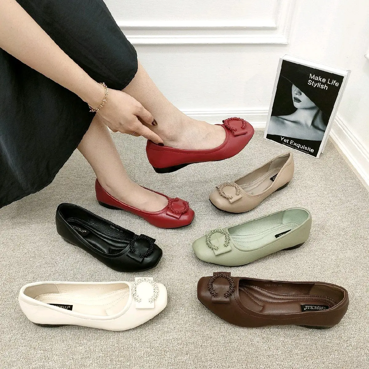 Simoncelli Sepatu Big Size 41-44 & Small 36-40 Flatshoes Wanita Import | Sepatu Kerja Kantor1268-113